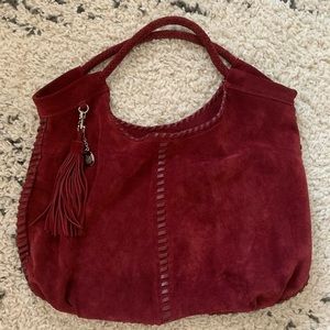 ✨ Maroon/red Suede Hobo Bag with tassel✨
